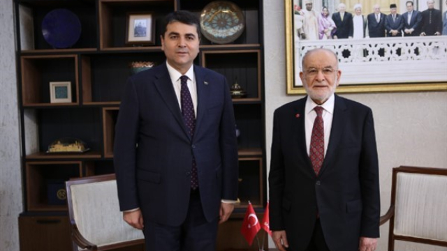 Karamollaoğlu, DP Genel Başkanı Uysal'ı ağırladı